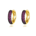 JINSE Fashion Rhinestone Gemstone Earrings Women Zircon Stud Hoop Earrings Ear Cuffs