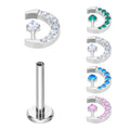 ASTM F136 Titanium Minimalist Moon Earrings Simple Internally Threaded 18g Labret Piercing Earrings Piercing Jewelry