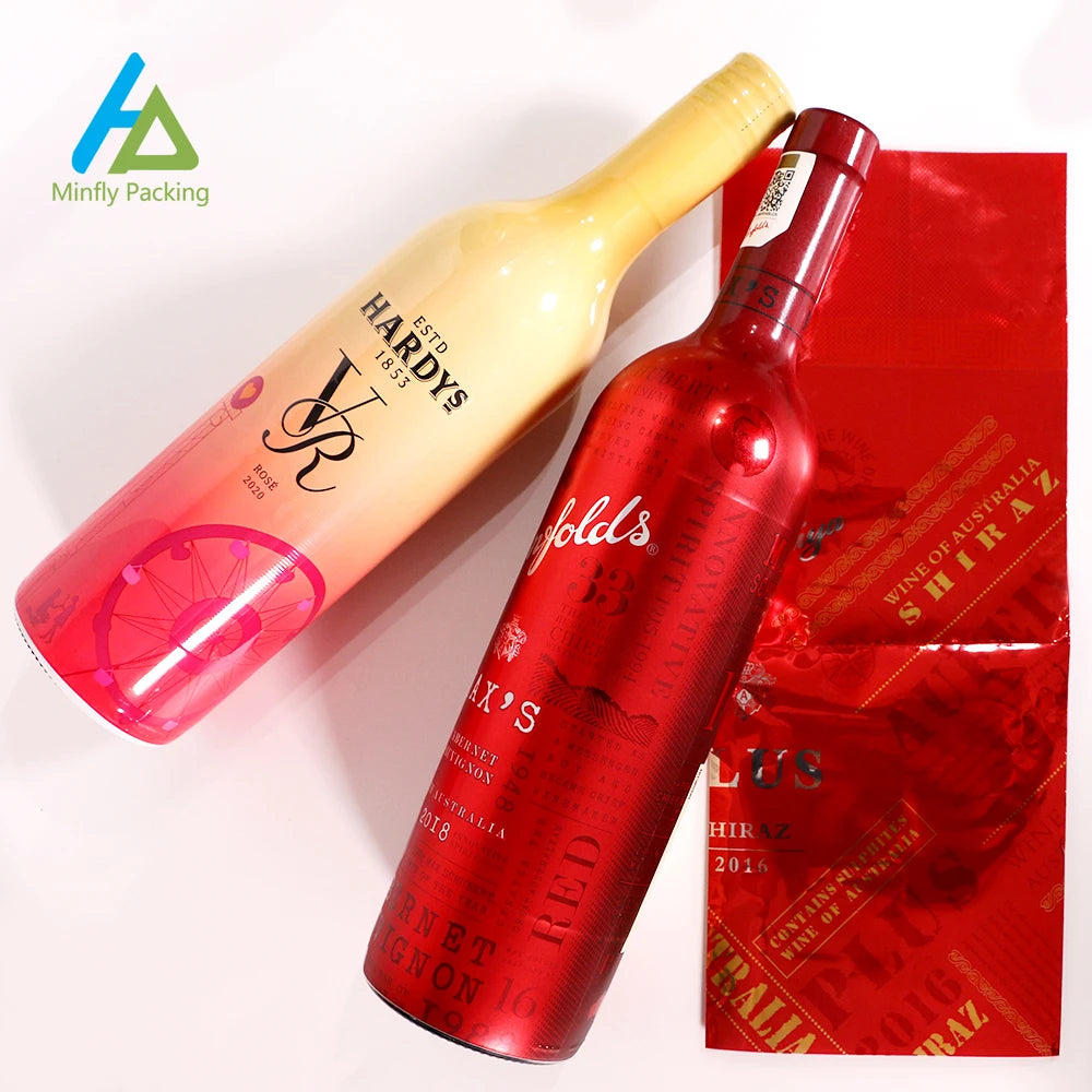 Minfly Custom Printed PVC PET Shrink Sleeves for Beverage Packaging Wrap Film for Drinks Whisky Cosmetics Including Vodka