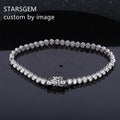 Starsgem Fine Jewelry 14K Solid White Gold Bezel Setting Lab Grown Diamond Chain Link Tennis Bracelet