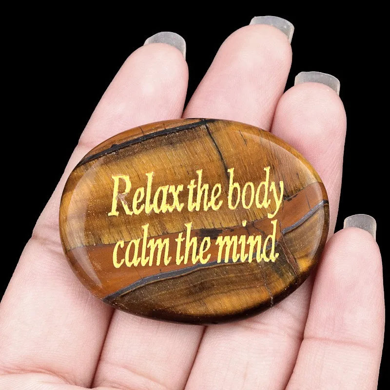 Relax the Body Calm the Mind Thumb Worry Stone Hand Carved Crystal Meditation Gemstone Oval Shaped Palm Stone for Anxiety Stress