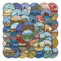 50Pcs Circular US Map Outdoor Scenery Graffiti Stickers for Car Bottle Waterproof America States Sticker