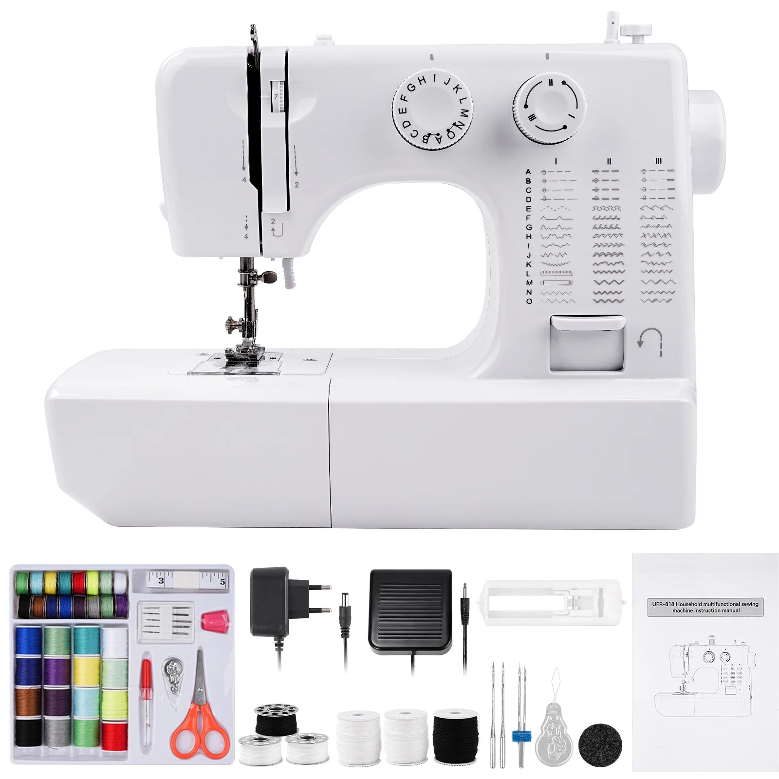EU Stock 818 Mini Electric Sewing Machine 45 Stitch Mini Sewing Machine with 42pc Kit for Home DE Nahmaschine mit Stickfunktion