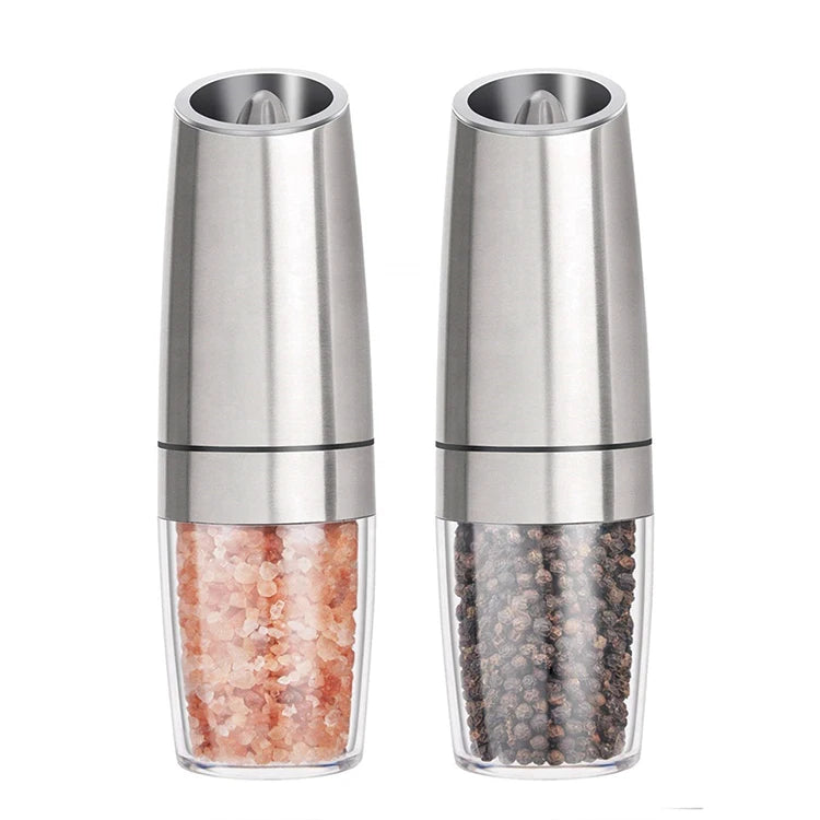 Adjustable Coarseness Eco-Friendly Stainless Steel Automatic Gravity Salt Pepper Grinder Mill Set Battery Operated Ceramic
