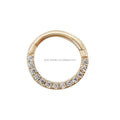 Body Jewelry AU585 14k Real Yellow Gold Zircon Stone Hoop Nose Rings Lower Price Fine Jewelry Wholesale Good Quality