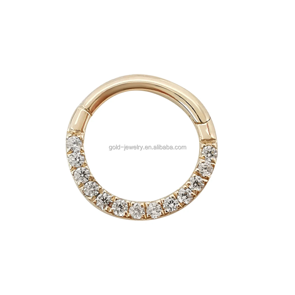 Body Jewelry AU585 14k Real Yellow Gold Zircon Stone Hoop Nose Rings Lower Price Fine Jewelry Wholesale Good Quality
