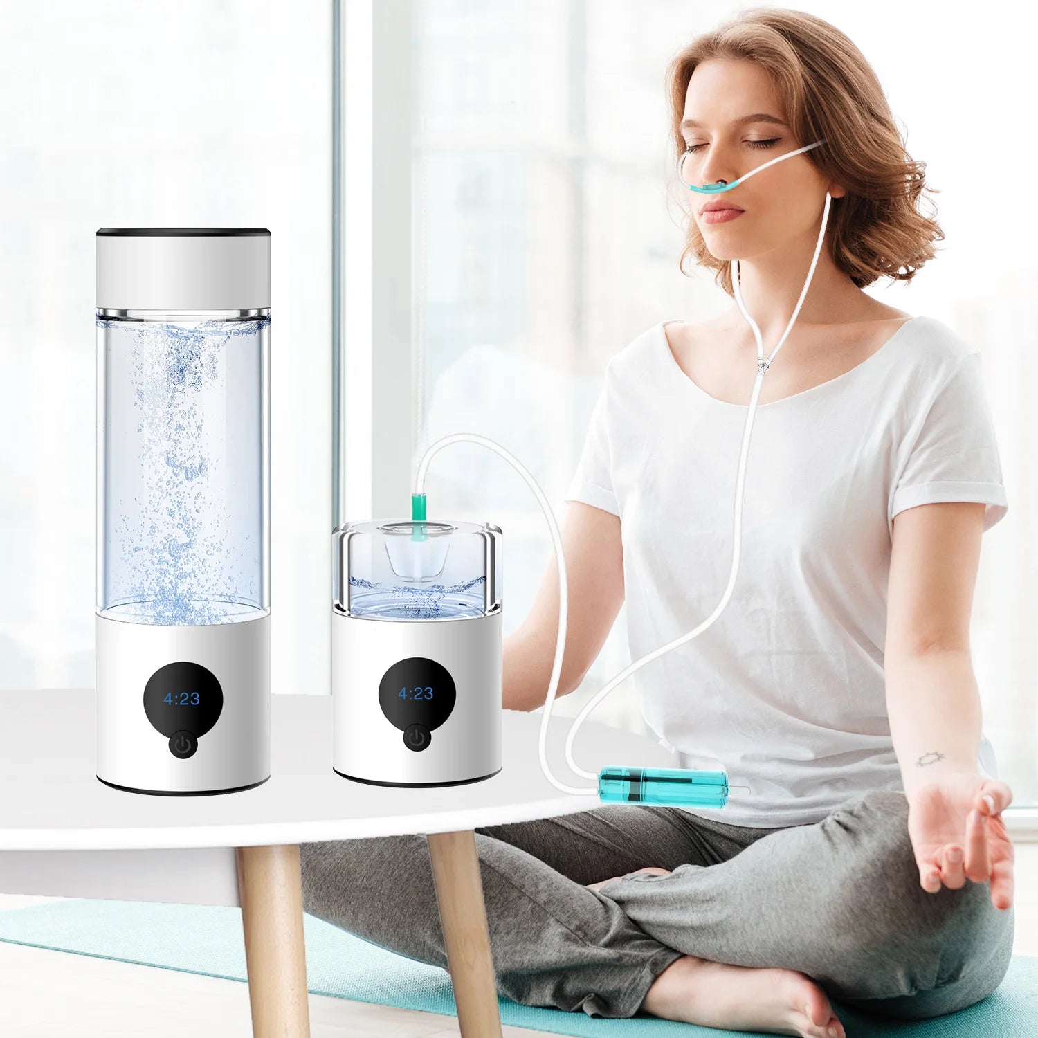 PEM Water Electrolysis Hydrogen Water Bottle Portable PEM Electrolysis Hydrogen Water Bottle with Inhaler Function