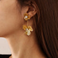 BASQUESUN Factory Wholesale INS French Retro Stainless Steel Light Luxury High-end Fashion Versatile Flower Tassel Earrings