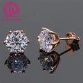 Gold Jewelry GRA Certificate 2ct X 2  Moissanite Classic 6 Claws 14K 18K Rose Gold Moissanite Earrings