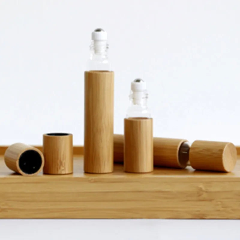 Eco-Friendly Cosmetics Packaging square Thick Roller on Deodorant Bottles Metal Glass Ball 5ml 10ml Essential Oil Bottle