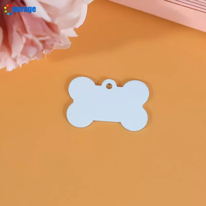 One-sided Dog Tag Sublimation Aluminum Blank Dog ID White Pet Cat Tags GP-03A