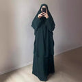 Ramadan Eid 2 Pieces With Skirt Long Khimar Set Muslim Women Prayer Garment Hooded Abaya Dubai Prayer Dress