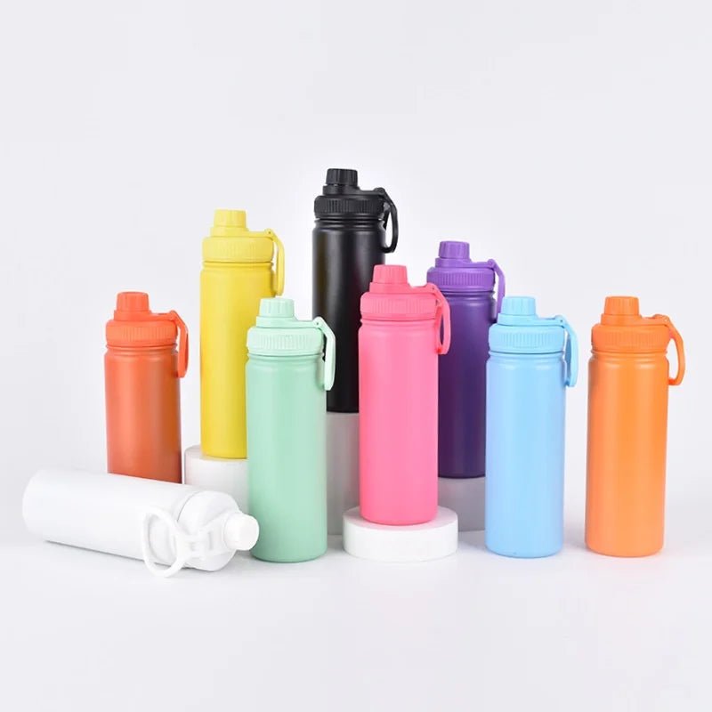 Custom Logo 500ml/750ml/1000ml Double Wall Stainless Steel Water Bottle Sports Vacuum Flask with Handle for Business Gifts