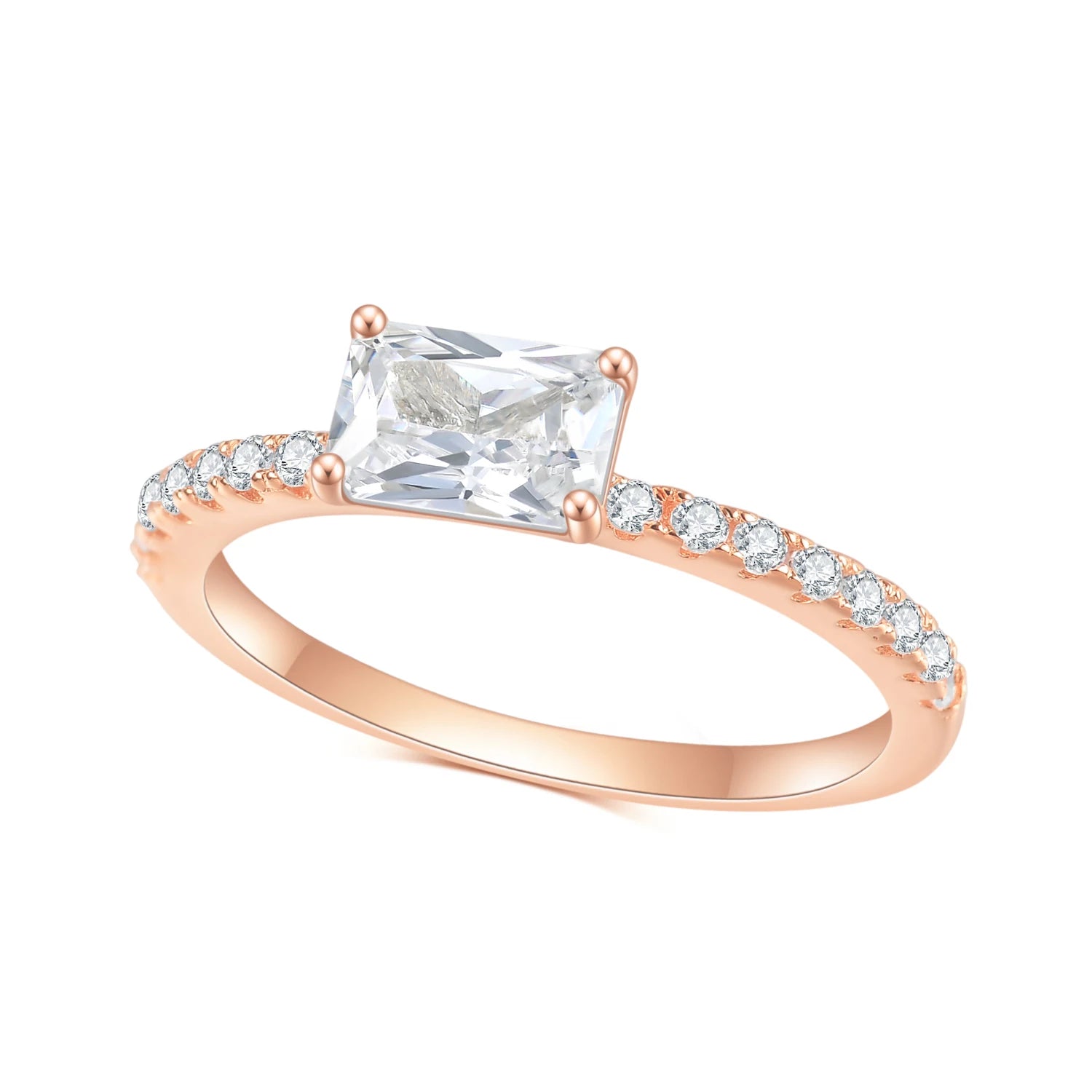 OL1021 Abiding Fine Jewelry Factory Wholesale Simple Eternity Designs 925 Sterling Silver Square Moissanite Diamond Stone Rings