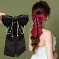 Large Bow Hair Clip Rhinestone Tassel Hair Clips French Barrettes Metal Bowknot Hair Clip for Girl