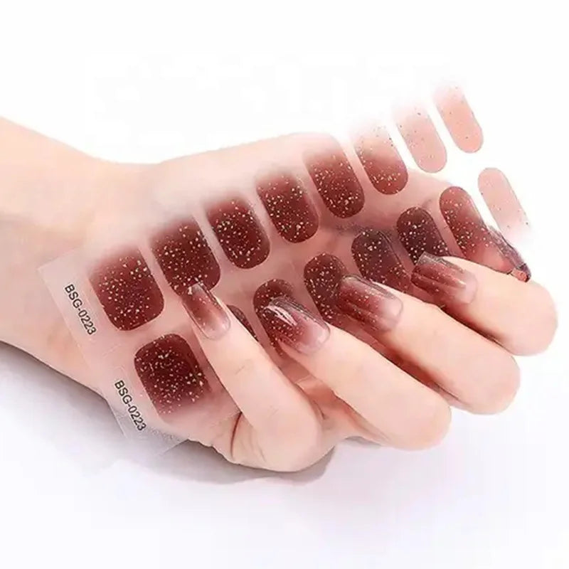 UV Semi Cured Semi Baked Shiny Nail Glue Patches Hot Selling Beautiful Nail Decorations Nail Patch