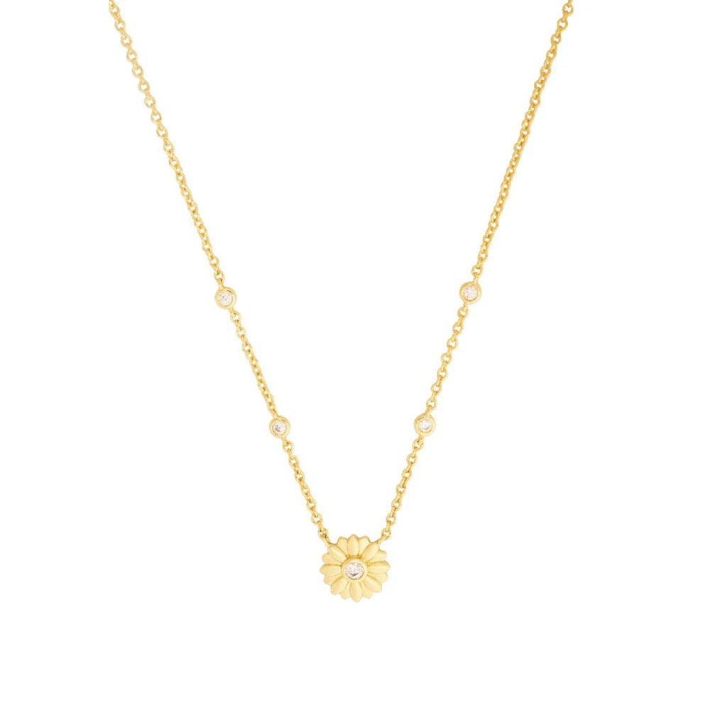 Laodun INS Style Fine Popular S925 Silver Necklace Daisy Flower Pendant Charms Sterling Silver Zircon 18K Necklace Vermeil