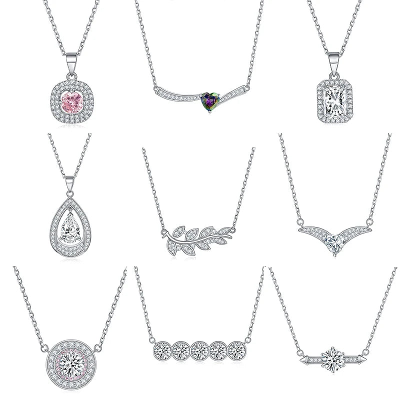 Sun Star Jewelry Supplier High Quality Multi CZ White Gold Plated 925 Sterling Silver Zircon Fashion Pendant Necklaces for Women