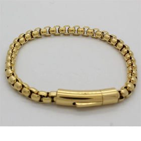5mm Stainless Steel Box Chain Bracelet Plated Gold for Men & Women
