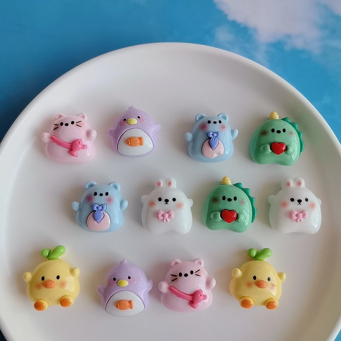 Cartoon Dinosaur Rabbit Flatback Resin Cabochon Scrapbooking for Phone Decoration DIY Crafts Jewelry Making Accessories