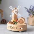 Dutch Windmill Music Box Wind up Clockwork Beech Wood 18 Note Custom Logo Kids Gift Tabletop Decor Wholesale Supply MegaBDM