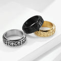 Retro Fashion Decompression Alphabet Jewelry Nordic Viking Rune Spinner Fidget Anxiety Rotatable Mens Ring