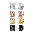 Square Crystal Cz Magnet Cuff Earrings Single Piece Stainless Steel Magnetic Zircon Ear Stud for Men and Women