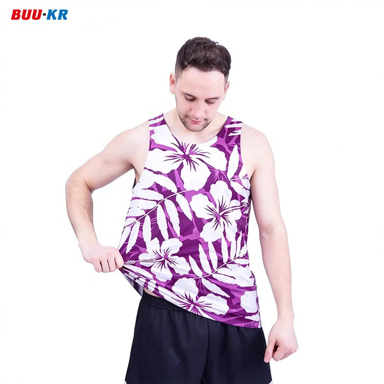 Men Tank Tops Hawaiian Mesh Fabric Beach Style Quick Dry Vest 3d Sublimation Sleeveless T Shirt Printed Tank Top Men Singlet