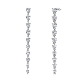 Dylam Elegance Exquisite 925 Sterling Silver Rhodium 18K Gold Plated Long Pear-Shaped Tassel 5A Cubic Zirconia Sutd Earrings