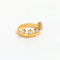 High End 18K Plain Gold 5 Zirconia Rings Stainless Steel Trendy Simple Gold Plated Jewelry
