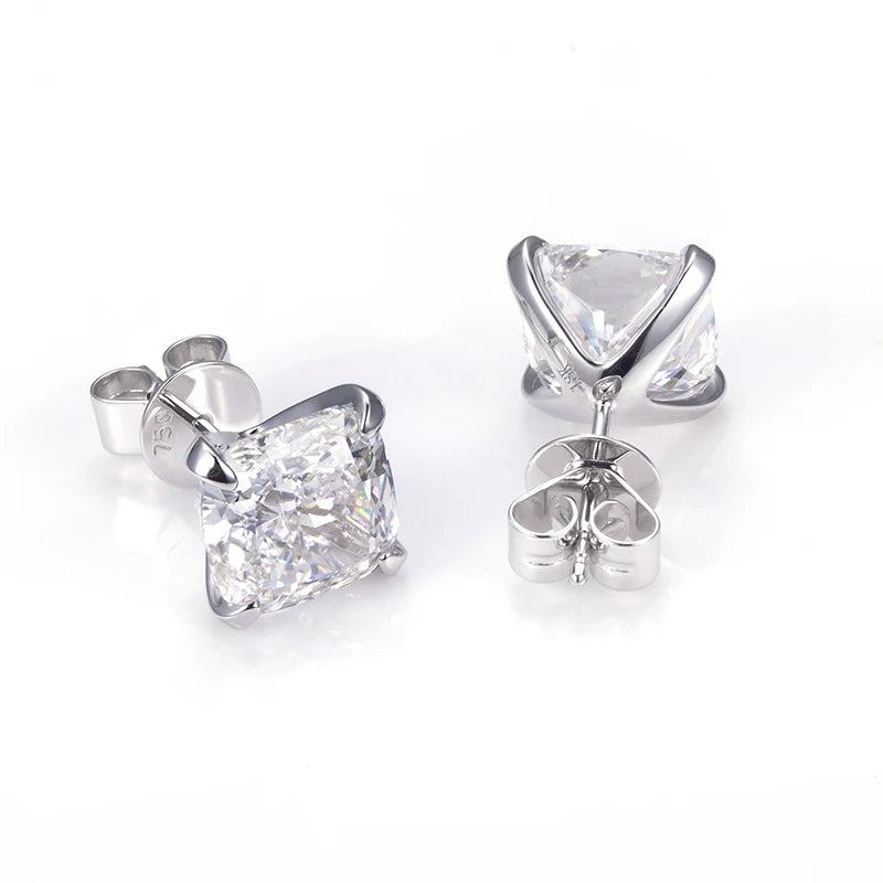 Messi Jewelry 18K Gold D VVS2 Cushion Cut Lab-grown Diamond Stud Earrings