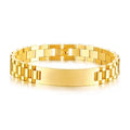 Fashion Stainless Steel Jewelry Custom Blanks Engravable Bar Gold Plated Watchband Strap Watch Band Link Chain Bracelet Man