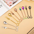 Creative Shell Shape Stainless Steel Spoon and Fork Set Coffee Spoon Dessert Fruit Fork for Party