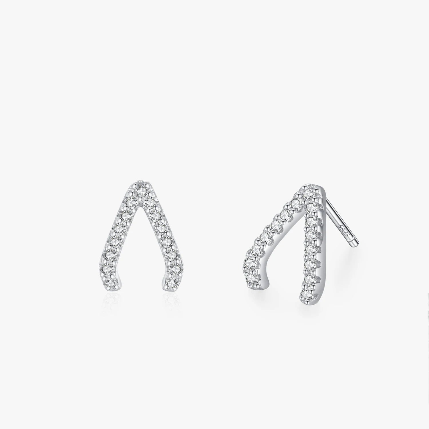 Ailmay 925 Sterling Silver Fashion Geometric Design Clear Zircon Stud Earrings for Women Girls Anti-allergy Fine Jewelry Gift