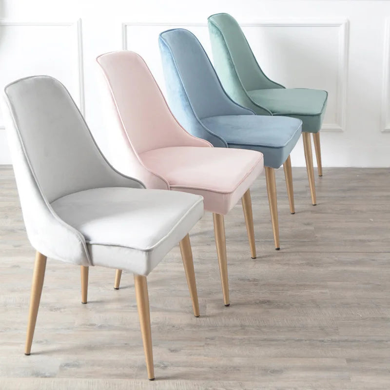Factory Directly Luxury Design Modern Dining Chair Silla Fabric Pink Velvet With Golden Legs
