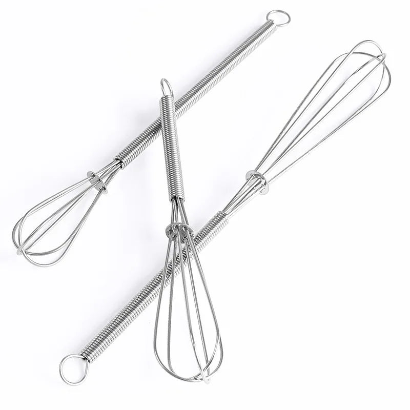 Stainless Steel Handheld Mini Egg Whisk Multifunctional Kitchen Tool Egg Beaters Spring Small Handle Whisk