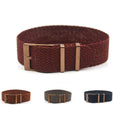 Adjustable Bronze Perlon Watch Band 18/20/22mm Stainless Steel Coffee Buckle Breathable Nylon Wristband One Pass Perlon Straps