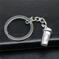 WYSIWYG 21x10mm Zinc Alloy Antique Silver Plated 3D Coffee Cup Key Chain for Souvenirs Gift P1-ABD-C15256