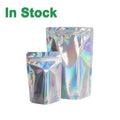 Smell Proof Stand up Laser Holographic Rainbow Aluminum Foil Food Storage Resealable Ziplock Doypack Pouch Bags