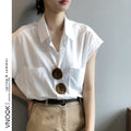 Wholesale 2026 Summer New Short-sleeved Niche Loose and Versatile Korean Style Tops Fashion Sleeveless French Chiffon Shirts