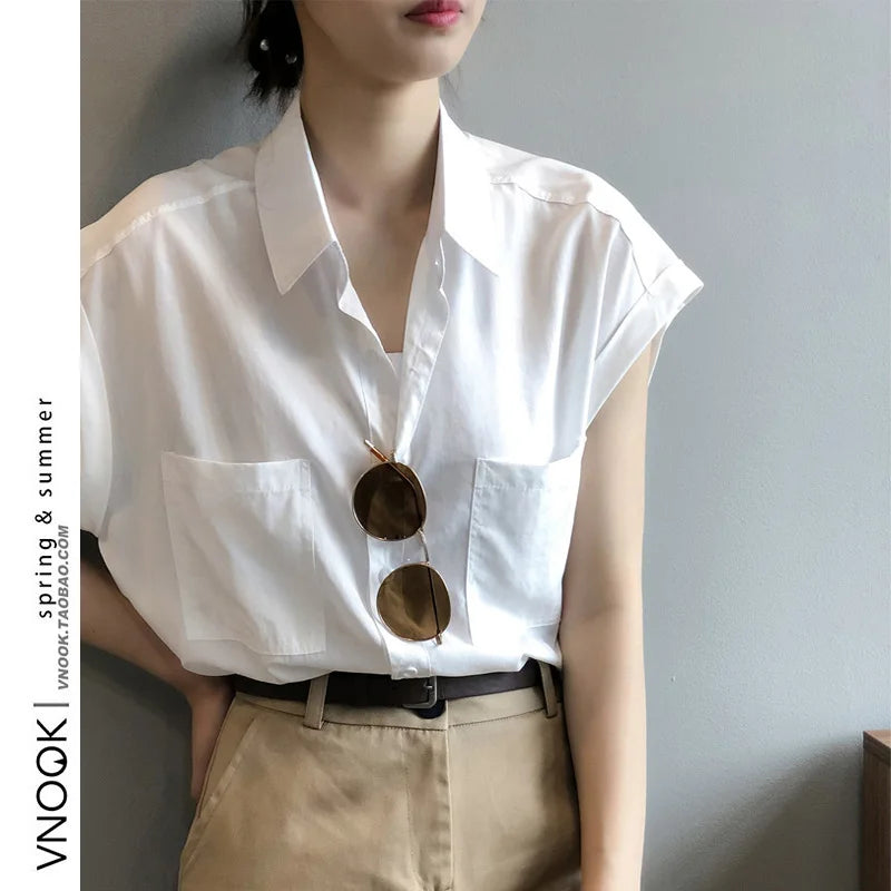 Wholesale 2026 Summer New Short-sleeved Niche Loose and Versatile Korean Style Tops Fashion Sleeveless French Chiffon Shirts