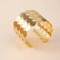 Waterproof 18k Gold Plated Wide Open Designer Fine Stainless Steel Jewelry Fashion Bracelet Bangle