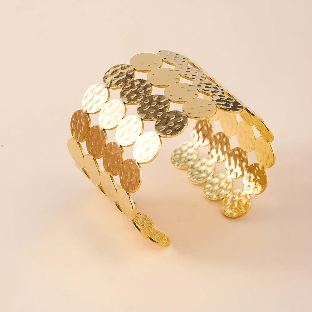 Waterproof 18k Gold Plated Wide Open Designer Fine Stainless Steel Jewelry Fashion Bracelet Bangle