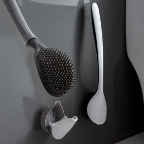 Jesun New Eco-Friendly Wall Mounted Square Toilet Bowl Brush Holder Plastic Handle Silicone Brush Stylish Bathroom Cleaner Caddy