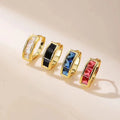 EC1959 Simple Minimalist Mini Chic Dainty 18k Gold Plated Zircon CZ Baguette Huggie Hoops Earrings