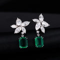 Starsgem Lab Emerald Gemstone and Marquise DEF Moissanite Dainty 14K Yellow Gold Drop Earrings
