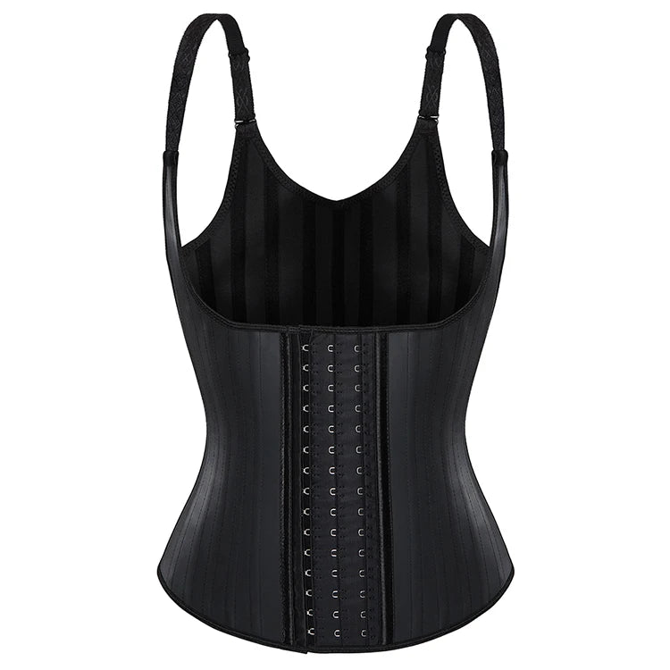 25 Steel Bones Latex Waist Trainer Plus Size Cincher Shaper Adjustable Shoulder Strap Underbust Corset Vest for Body Shaping