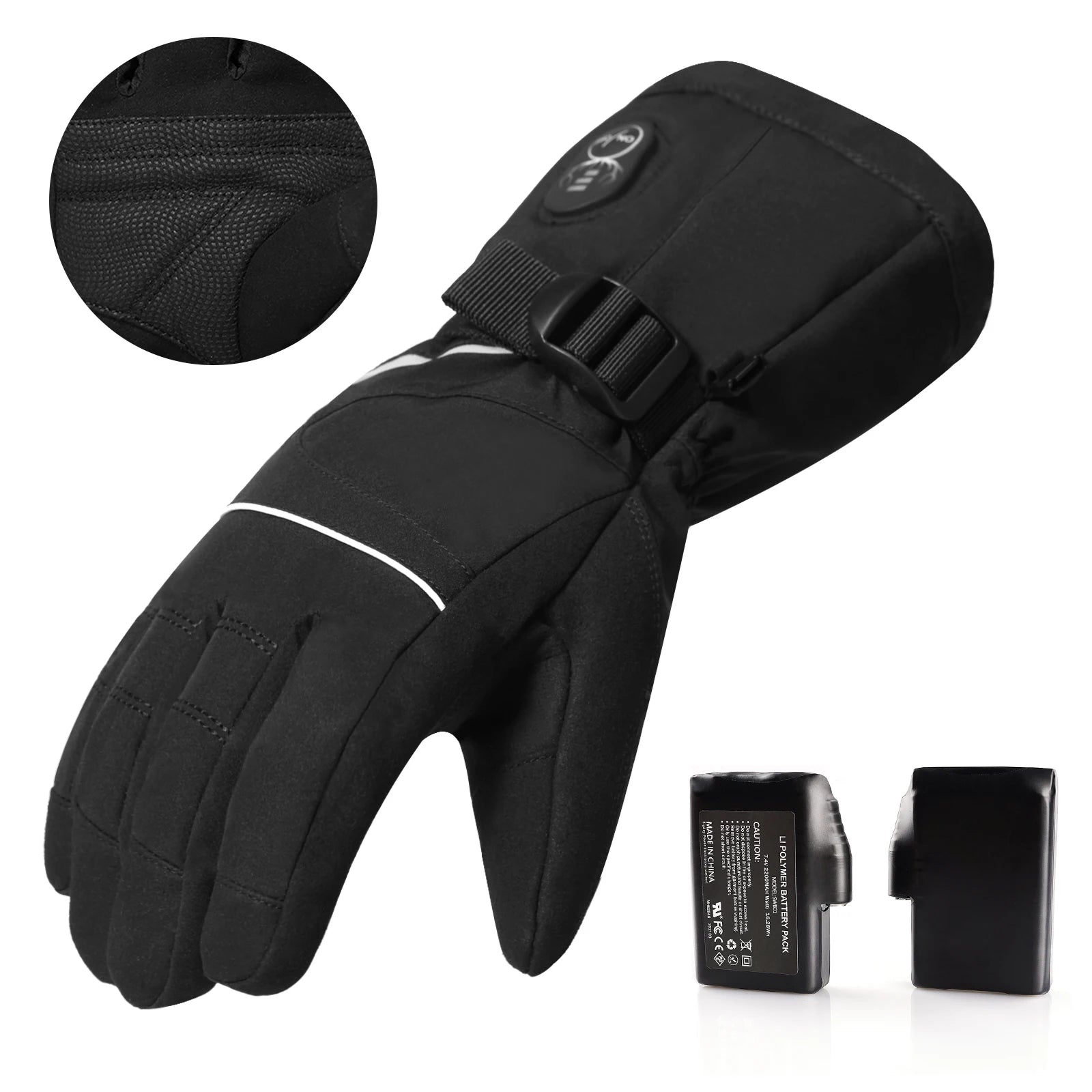 Cold Weather Outdoor Microfiber Waterproof Unisex Electric Heated Gloves with Drawstring Closure Rechargeable Battery Home Use