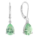 YILUN 925 Sterling Silver Teardrop Earrings With Green Cubic Zirconia Stones for Women - Leverback Dangle Earrings