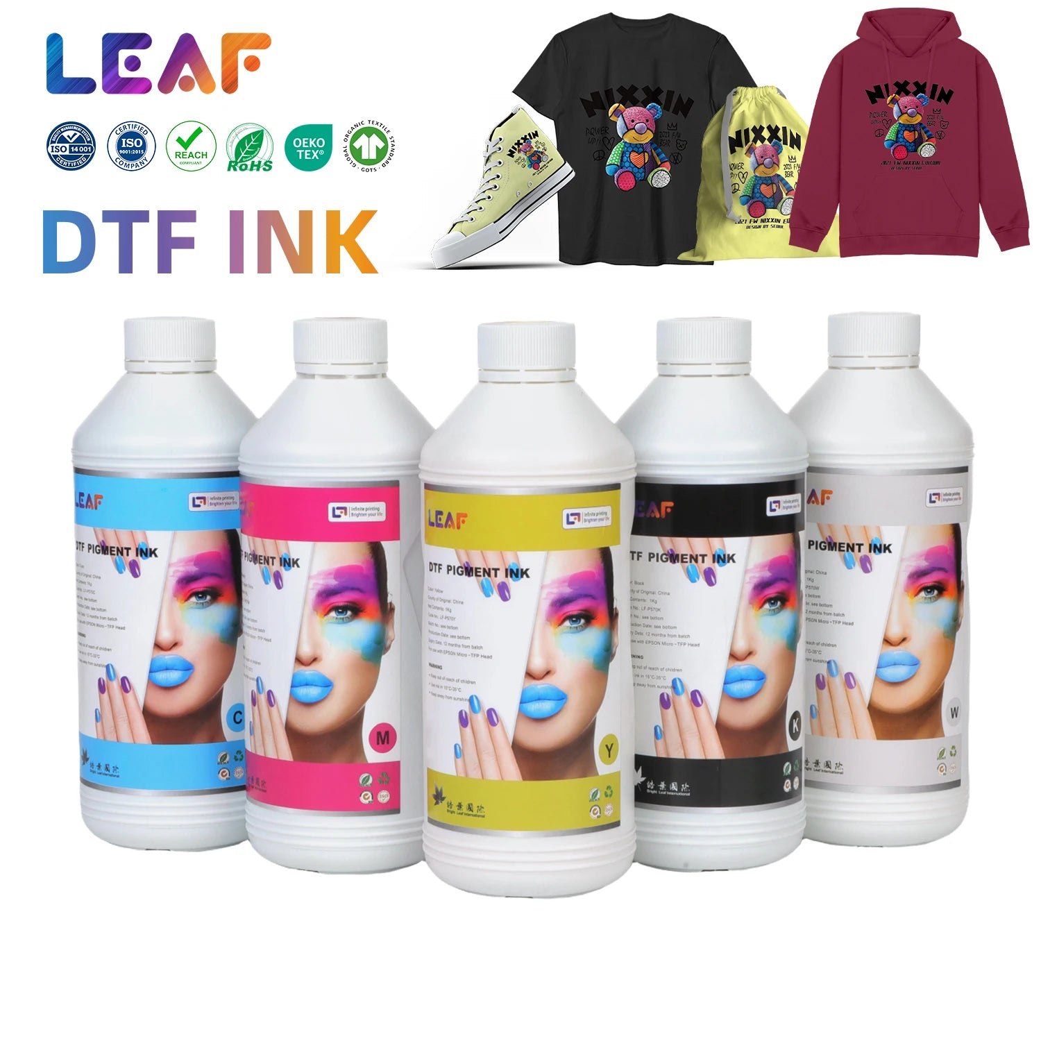 LEAF Hot Sale 1000ML/Bottle DTF Ink Digital Textile Ink DTF Printing Pigment Ink for I1600 I3200 XP600 DTF Printer